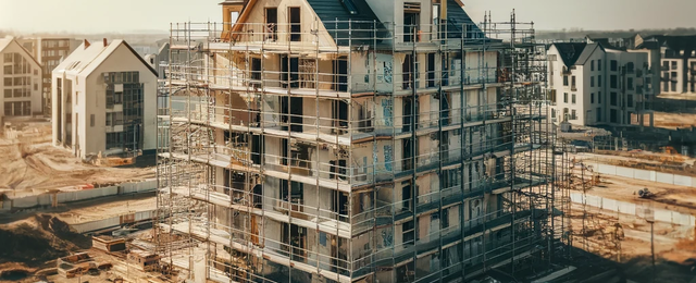 Mehrfamilienhaus Baustelle an Stadtrand