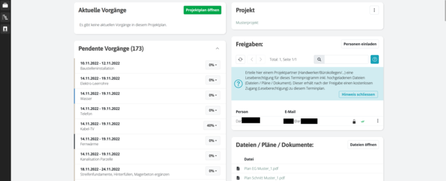 Bauzeitenplan Software Projektübersicht