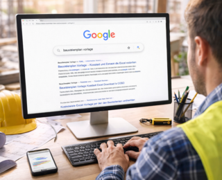 Arbeitsplatz von Bauleiter - Software-Vergleich und kostenlose Vorlage Bauzeitenplan - Bauprogramm